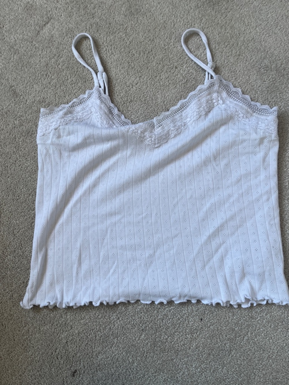 Delicate Lace-Trim White Camisole Top for Women